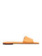 Leder Flache Sandalen für Damen in Orange Farbe