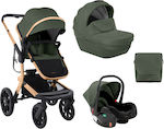 Kikka Boo Adjustable 3 in 1 Baby Stroller Suitable for Newborn Army Green 10kg