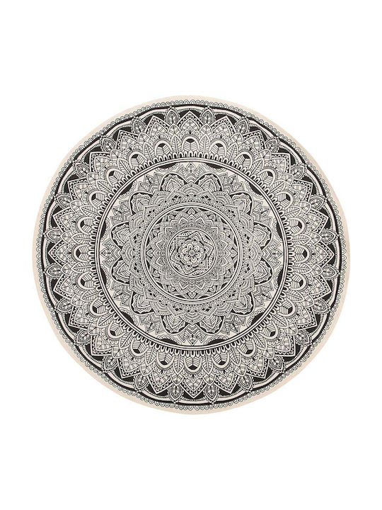 Beliani Χαλί Στρογγυλό Βαμβακερό Black And Cream Φ120cm
