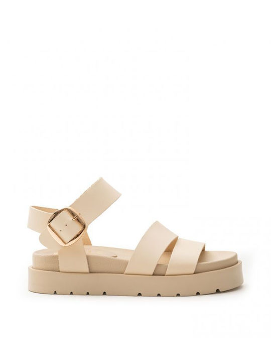 Basic Two-Strap Ivory Leather Sandals