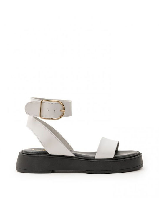 Basic Leather Sandals White Leather