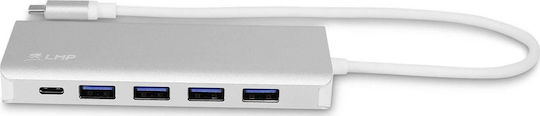 LMP Hub 5 Θυρών USB 3.0 με σύνδεση USB-C / USB-A Ασημί