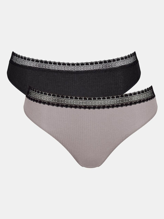 Sloggi Go Ribbed Tai Baumwolle Damen Slip 2Pack...