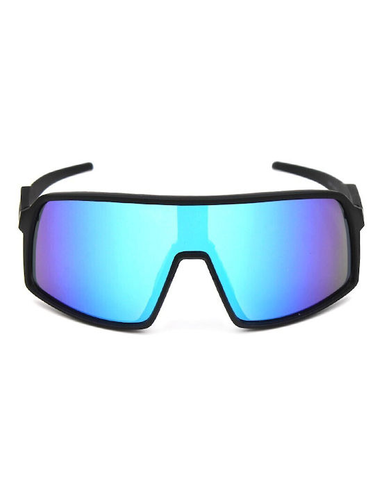 V-store Sunglasses with Black Plastic Frame and Multicolour Polarized Mirror Lens POL8230PBLUE