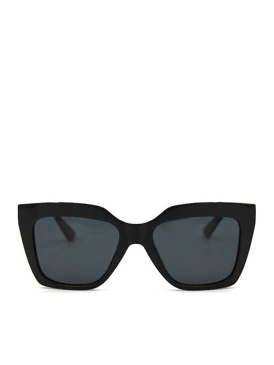 V-store Women's Sunglasses with Black Plastic Frame and Black Polarized Lens