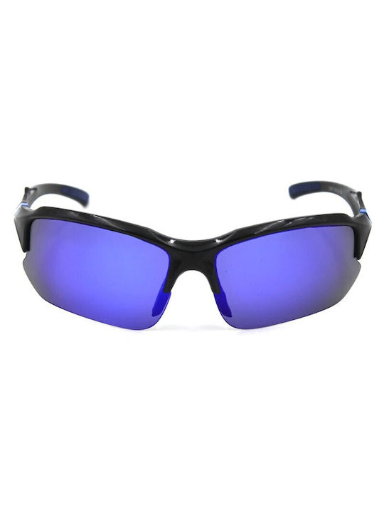 V-store Sunglasses with Black Plastic Frame and Blue Polarized Mirror Lens POL9301BLUE