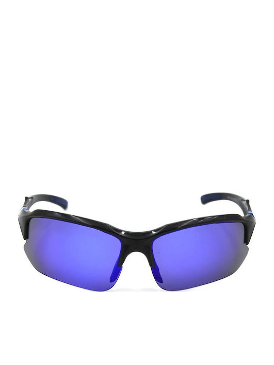 V-store Unisex Γυαλιά Ηλίου με Μαύρο Κοκκάλινο Σκελετό και Μπλε Polarized Καθρέφτη Φακό