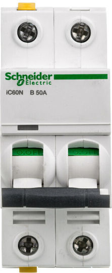Schneider Electric Автоматичен Прекъсвач 50Спецификация Двуполюсен AC/DC A9F03250