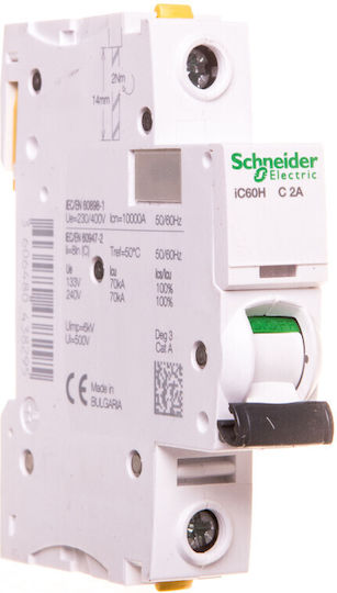 Schneider Electric Автоматичен Прекъсвач 2Спецификация Еднополюсен AC/DC A9F07102