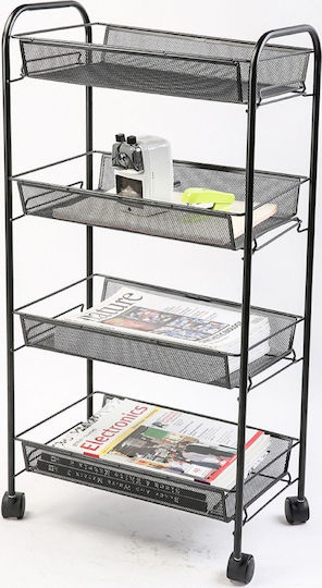 Q-Connect Montat pe perete Raft Baie Metal cu 4 Rafturi 43.5x26.5x86cm Neagră Q-Connect Montat pe perete Raft Baie Metal cu 4 Rafturi 43.5x26.5x86cm Neagră