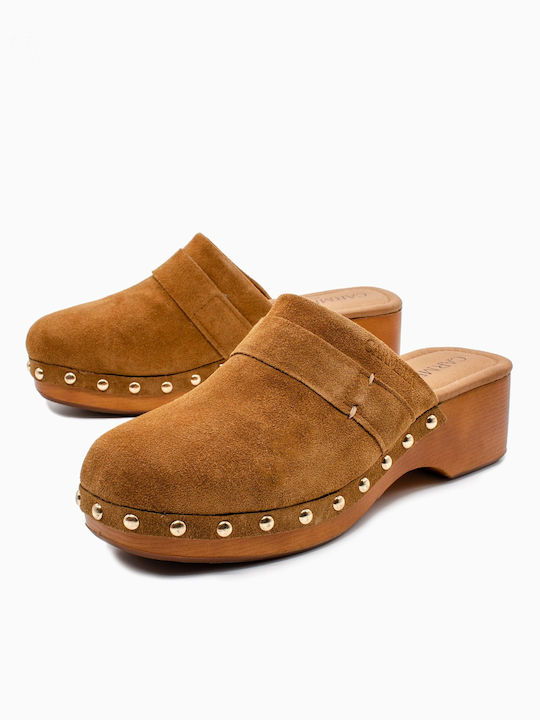 Carmela Footwear Heel Leather Mules Brown