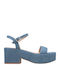 Stoff Sandalen Blau