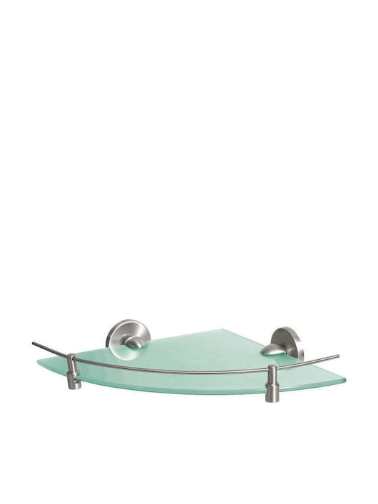 Bisk Corner Wall Mounted Bathroom Shelf Glass Silver
