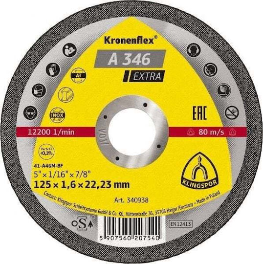 Klingspor Cutting Disc Metal Hole Diameter 22.2mm 1pcs