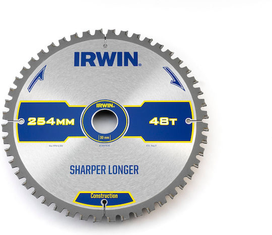 Irwin Δίσκος Κοπής Ξύλου με 48 Δόντια 254mm