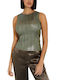 Guess Women's Blouse Sleeveless with Tie Neck Khaki