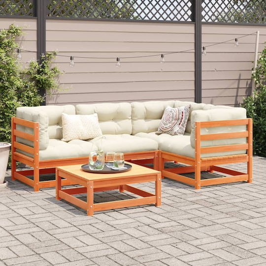 vidaXL Garden & Outdoor Furniture Set 5 Pieces Brown with Pillows