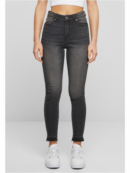 Hoch tailliert Damenjeans in Enger Passform Black