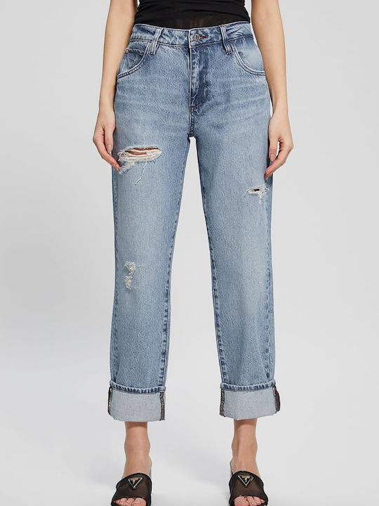 Guess Hoch tailliert Damenjeanshose in Boyfriend Passform DenimBlue