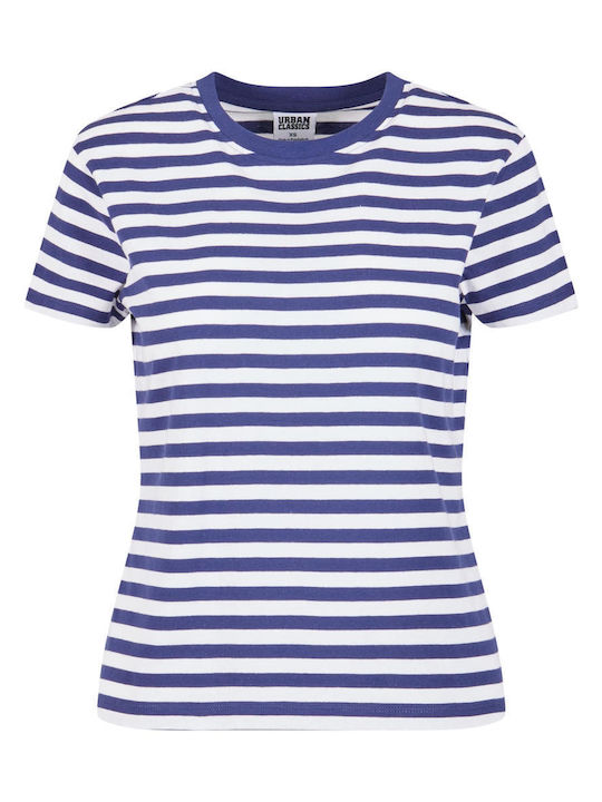 Urban Classics Women's T-shirt Striped Navy Blue