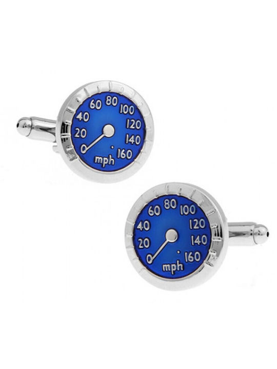Blue Silver Speedometer Cufflinks