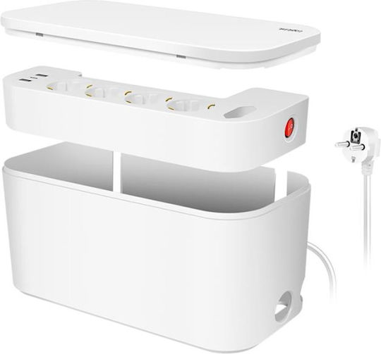LogiLink Power Strip with Surge Protection 5 Positions with 2 USB-A, 1 USB-C and Cable 1.5m