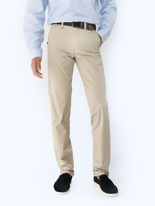 The Bostonians Men's Trousers Chino Elastic in Regular Fit Beige