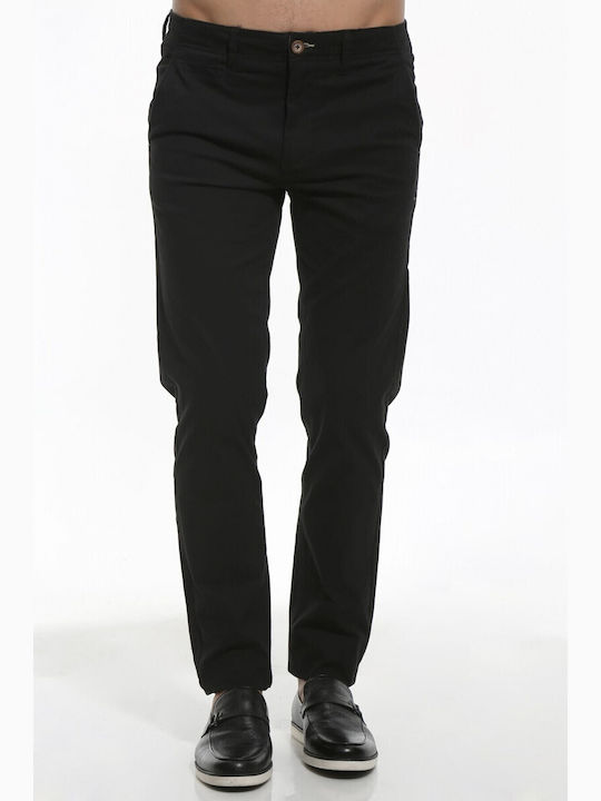 Double Men's Trousers Chino in Regular Fit Black