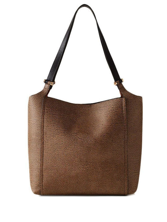 Borbonese Leather Women's Bag Shopper Shoulder Brown
