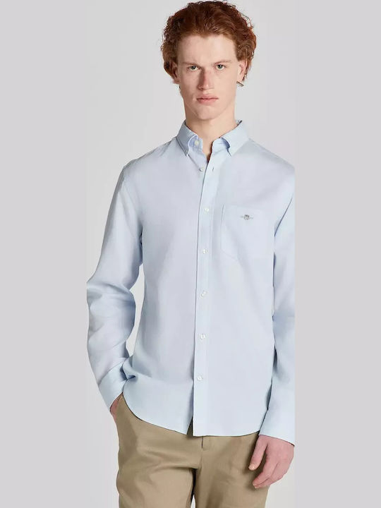 Gant Long-sleeved Cotton Shirt Light Blue