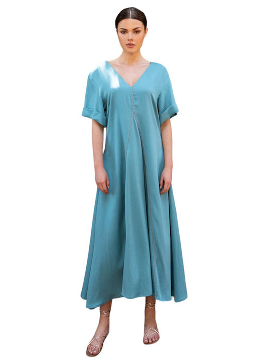 Aggel Midi Dress Knitted Blue