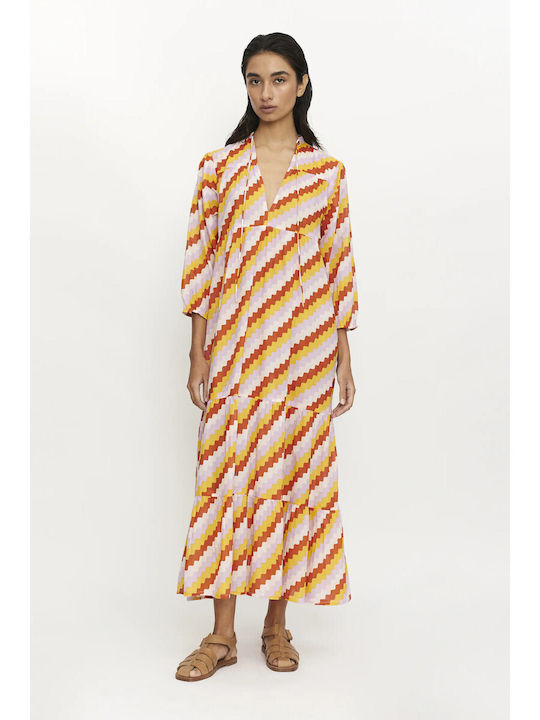 Compania Fantastica Maxi Dress with Ruffle Orange