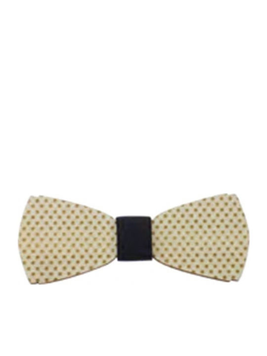 Wooden Oak Waiter Bow Tie Open Brown Polka Dots Bars Italy Piece