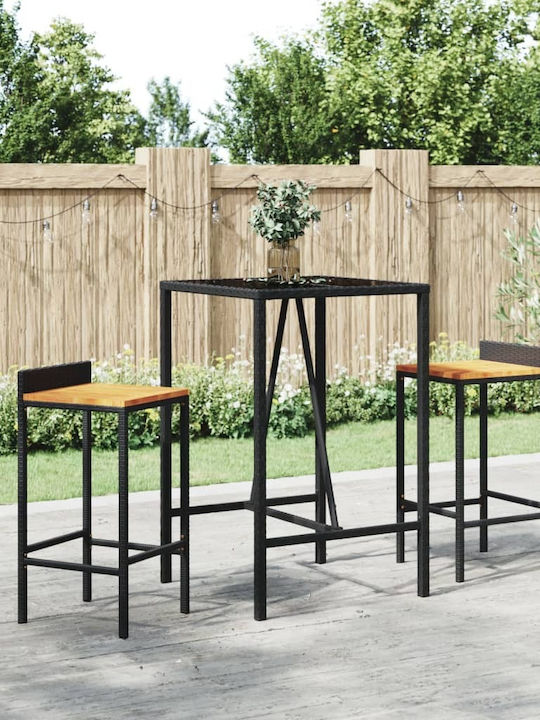 Outdoor Bar Rattan Table Black 70x70x110cm