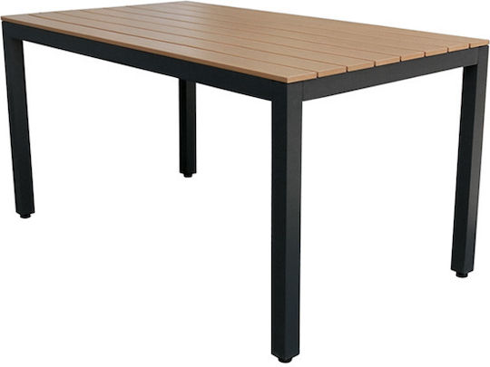 Masa pentru spații exterioare Polywood cu schelet din aluminiu Madison Cărbune de lemn 140x80x72buc