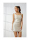 Eloise Summer Mini Evening Dress Beige