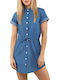 Summer Mini Denim Dress Light Blue