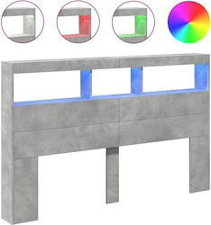 vidaXL LED Bed Headboard Wooden Grey 160x102cm