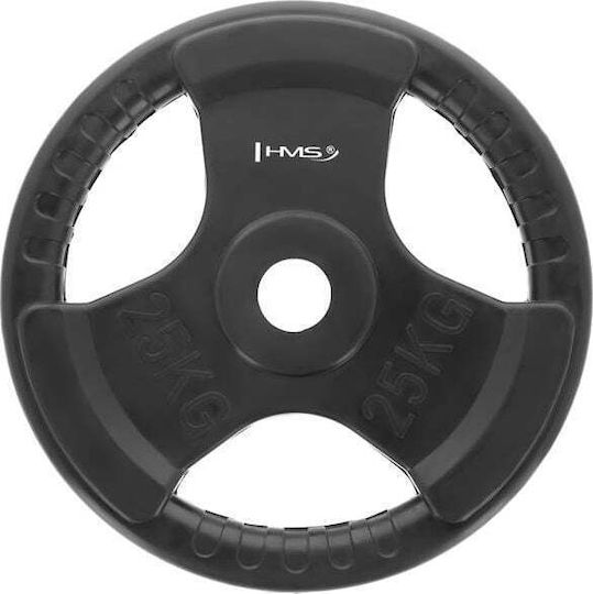HMS Set of Plates Olympic Type Rubber 1 x 25kg Φ50mm with Handles