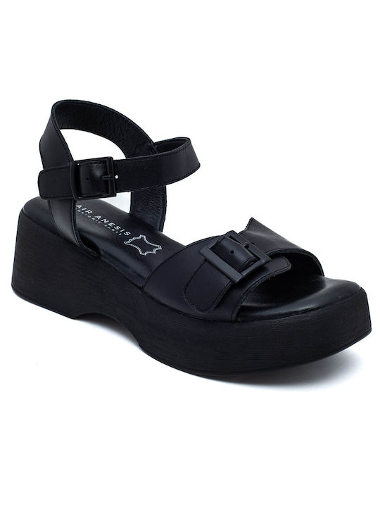 Air Anesis Women's Flat Sandals Flatforms in Black Color