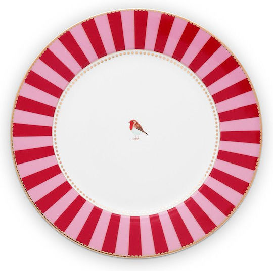 PiP Studio Πιάτο Γλυκού από Πορσελάνη Red-Pink με Διάμετρο 21cm