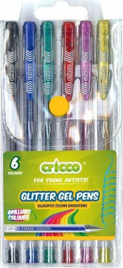 Set 6 pixuri gel Cricco sclipitoare multicolore