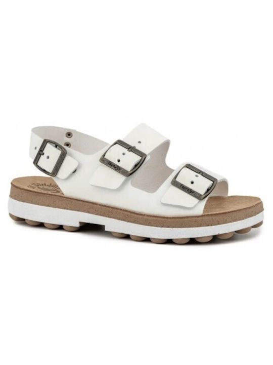 Fantasy Sandals Leather Women's Flat Sandals Anatomic in White Color