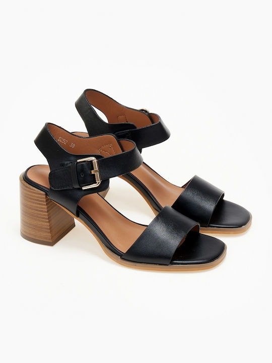 Issue Fashion Women's Sandals Black with Chunky Medium Heel