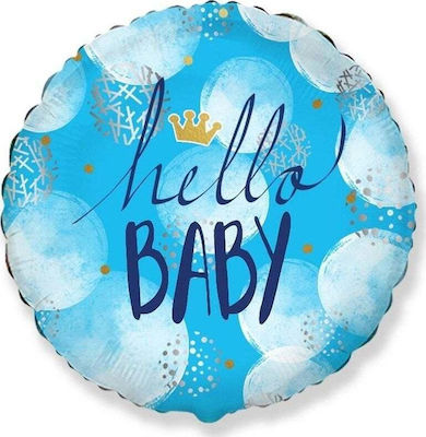 Balloon Foil Boy Birth Round Blue 46cm