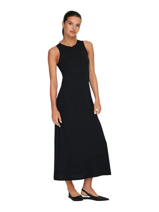 Only May Καλοκαιρινό Midi Φόρεμα Πλεκτό Μαύρο