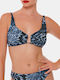 Bluepoint Padded Underwire Bikini Bra with Adjustable Straps Darkblue