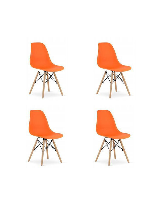 Καρέκλες Κουζίνας από Πολυπροπυλένιο Πορτοκαλί 4τμχ 46x54x81εκ.