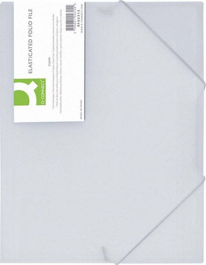 Q-connect Folder Pp Elastic Band A4 400 Micron 3 Flaps Transparent White