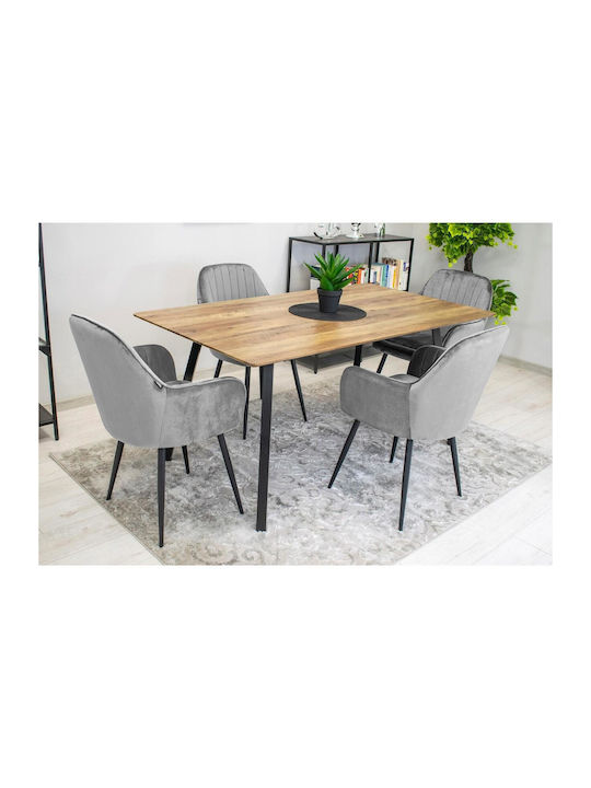 Καρέκλα Κουζίνας Βελούδινη Ασημί 57.5x56.5x86.5εκ.